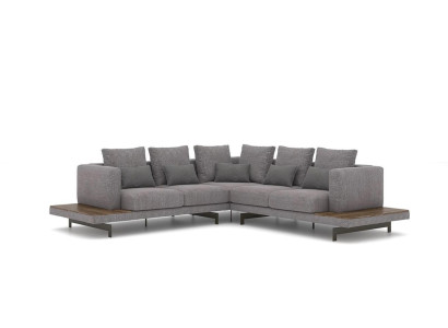  Wohnzimmer Grau Textil Sofa Couch L-Form Designer Luxus Polstersofa